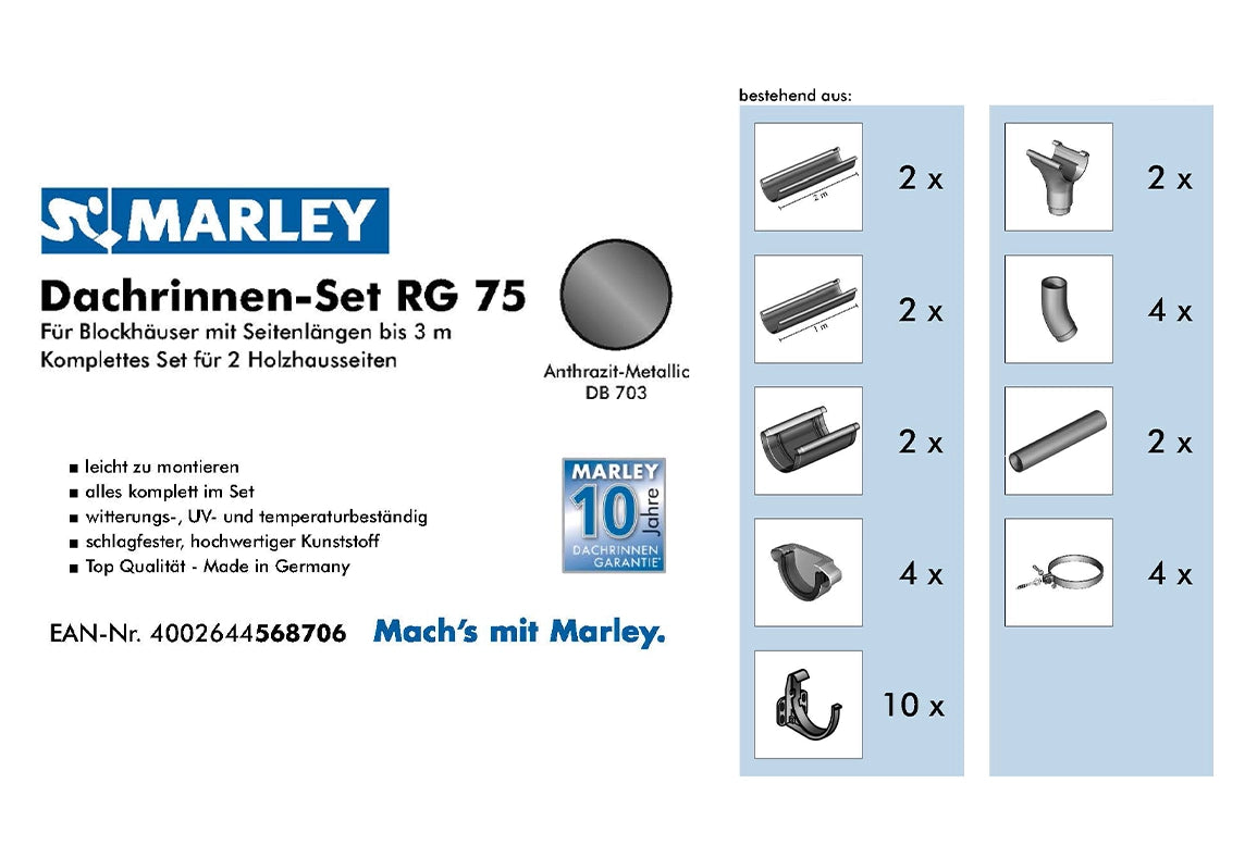 Marley dakgotenset 3m antraciet metallic voor tuinhuizen