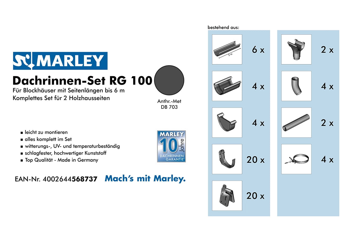 Marley dakgotenset 6m antraciet metallic voor tuinhuizen