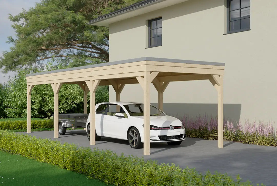 Carport met plat dak van hout 400x900cm