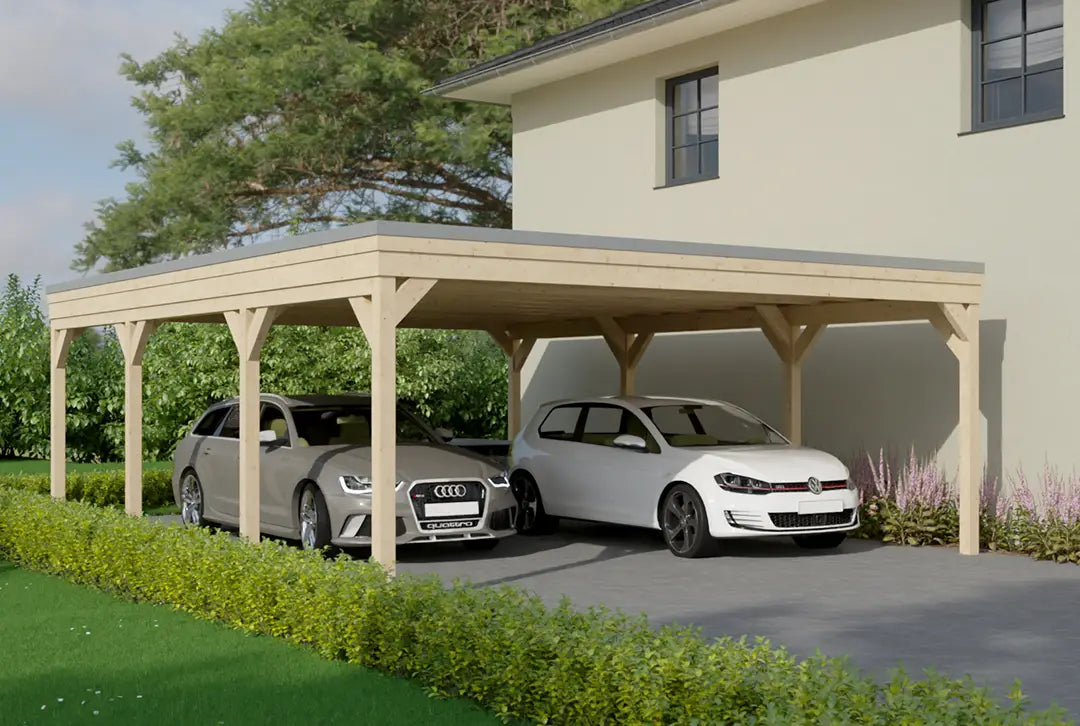 Carport met plat dak van hout 600x800cm