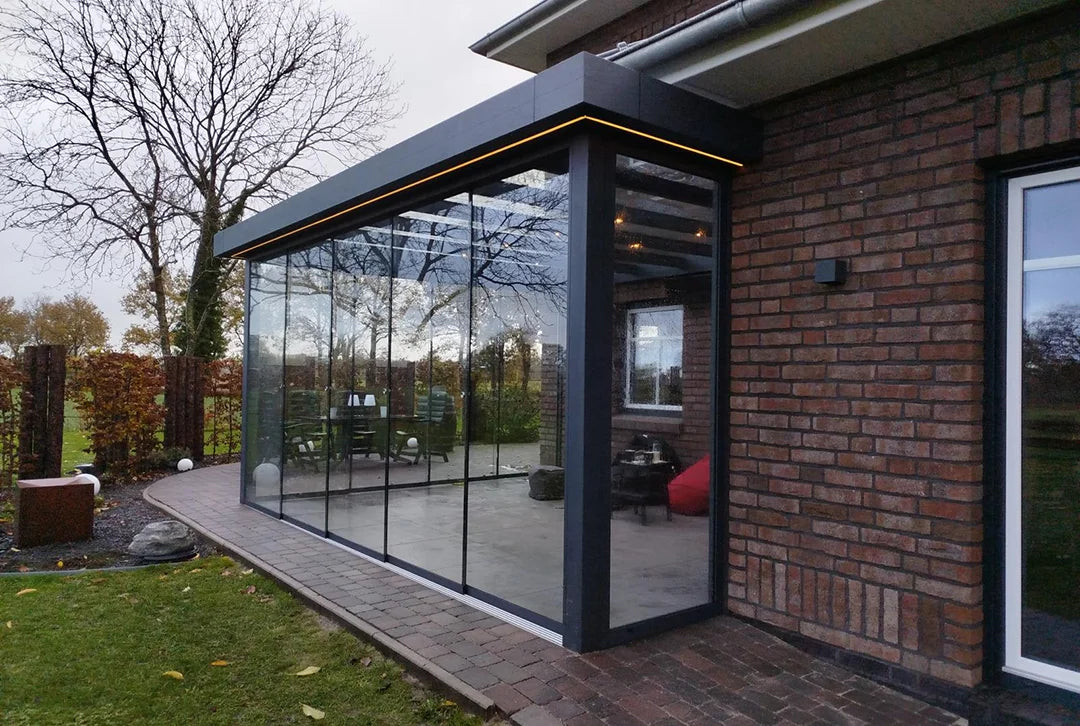 Terrasoverkapping plat dak 4x3m muuruitbreiding