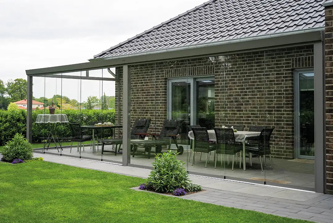 Koude wintertuin aluminium 500x400cm VSG grijs