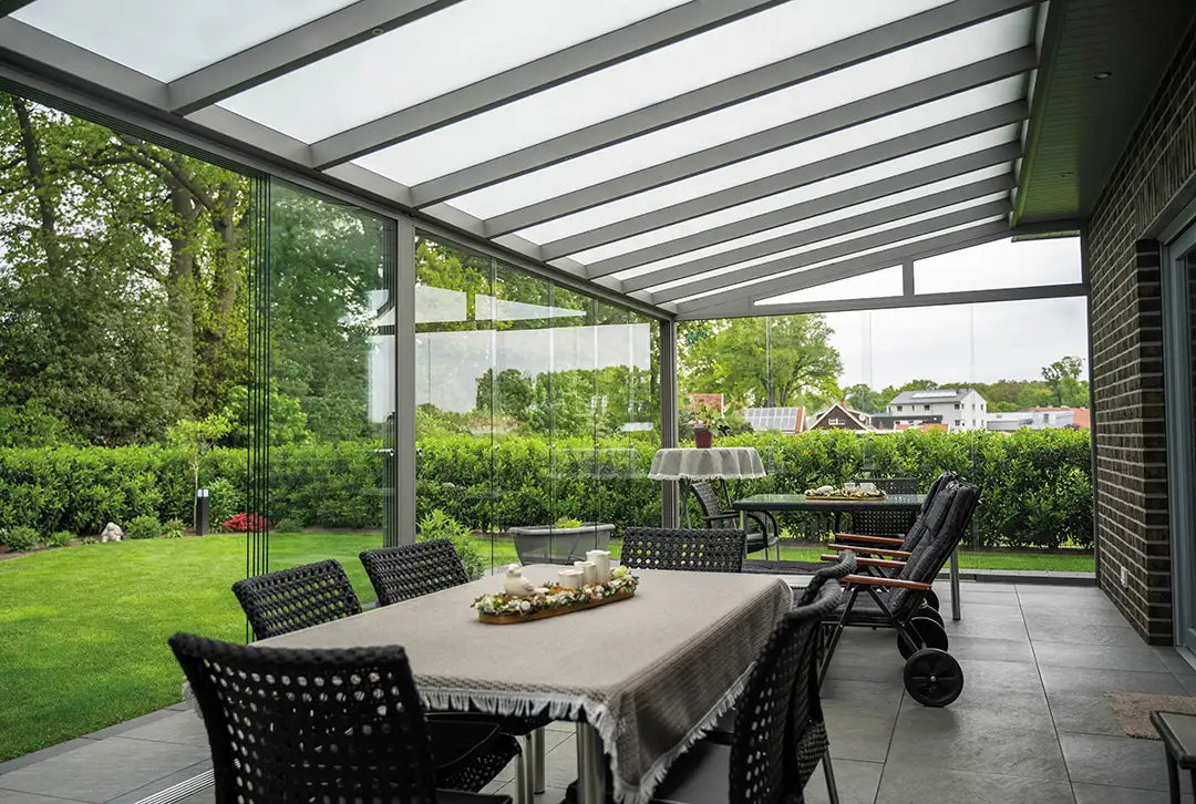 Koude wintertuin aluminium 500x400cm VSG grijs