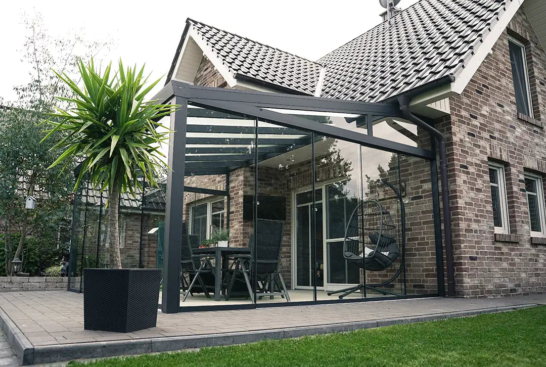 Koude wintertuin aluminium 700x400cm VSG antraciet