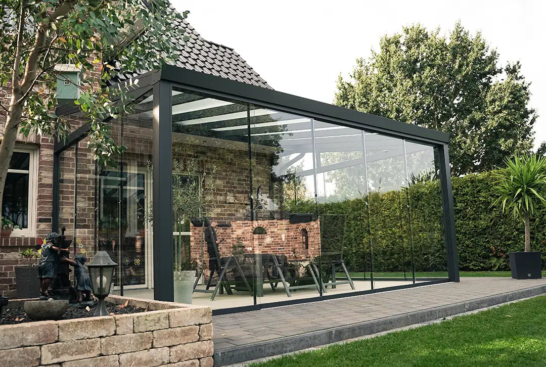 Koude wintertuin aluminium 700x400cm VSG antraciet