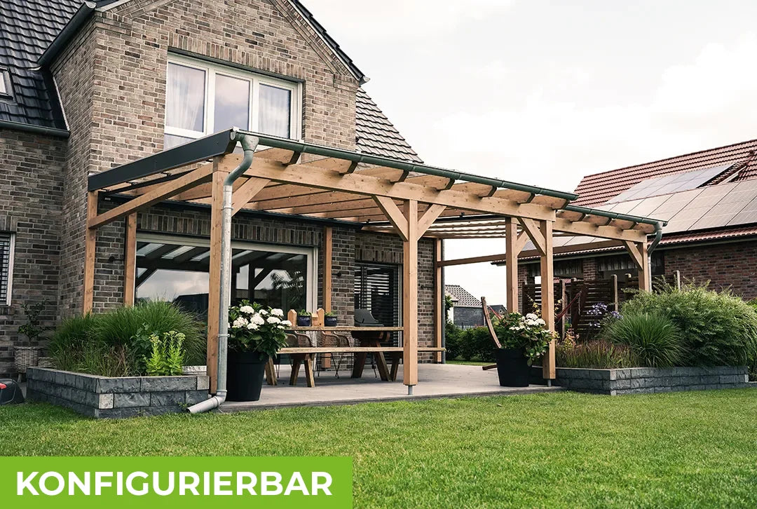 Terrasoverkapping van verlijmd hout, vrijstaand