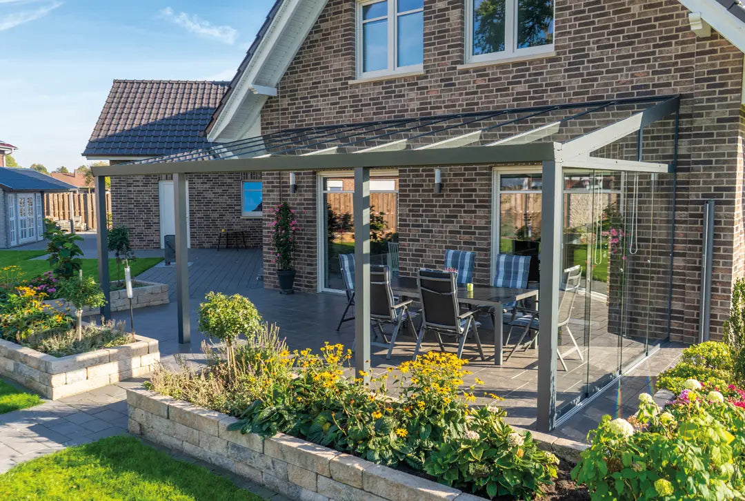 Terrasoverkapping aluminium 800x300cm dubbel web grijs