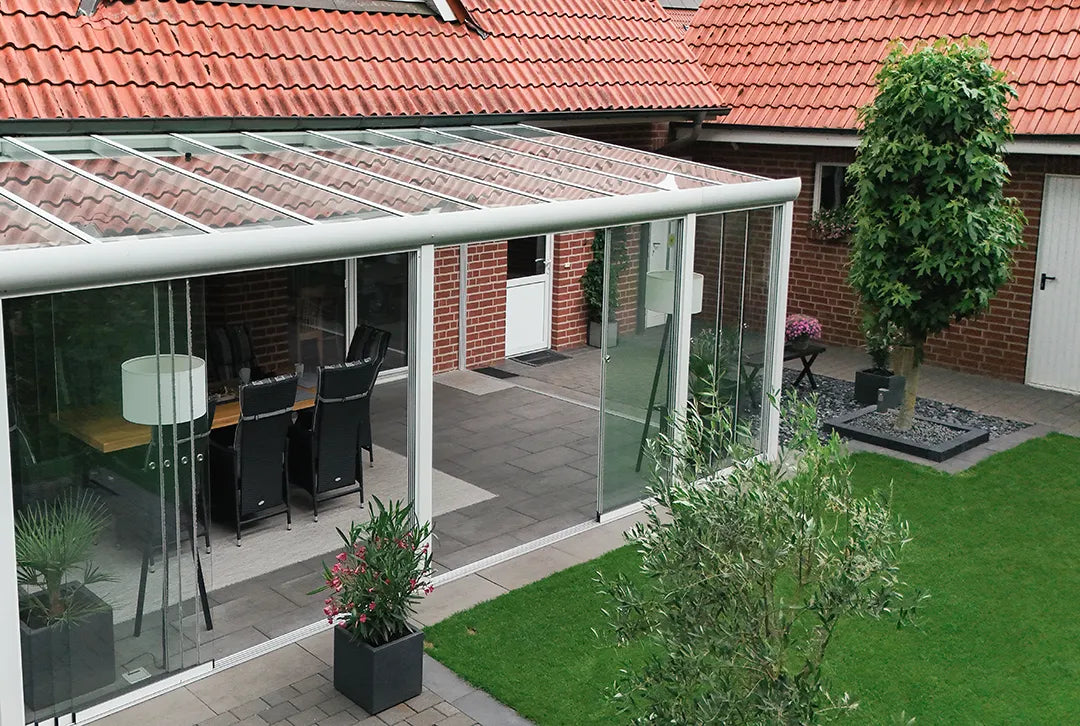 Aluminium terrasoverkapping 1000x500cm met gelaagd veiligheidsglas