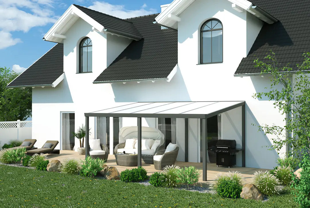 Terrassenüberdachung Aluminium 500x500cm Doppelsteg schwarz