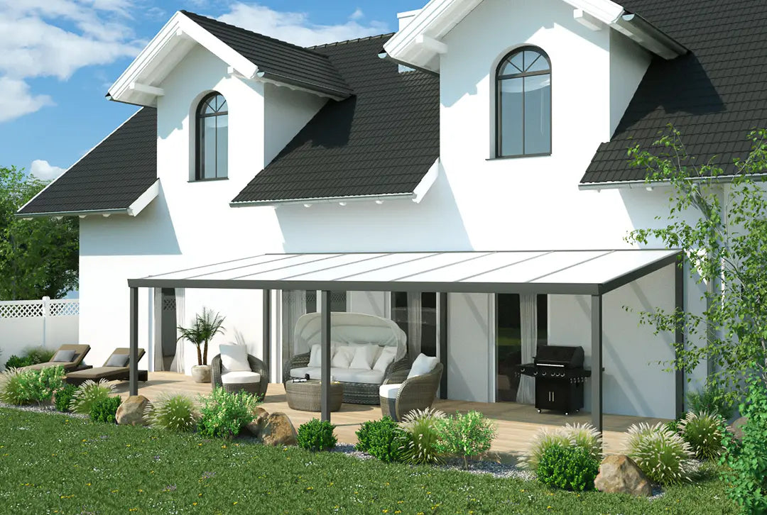 Terrassenüberdachung Aluminium 800x500cm Doppelsteg schwarz – Ansicht 4