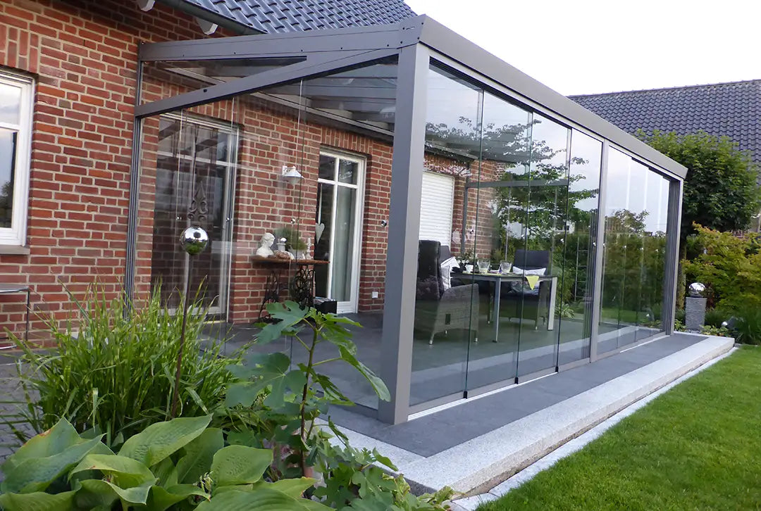 Terrasoverkapping aluminium 800x300cm dubbel web grijs