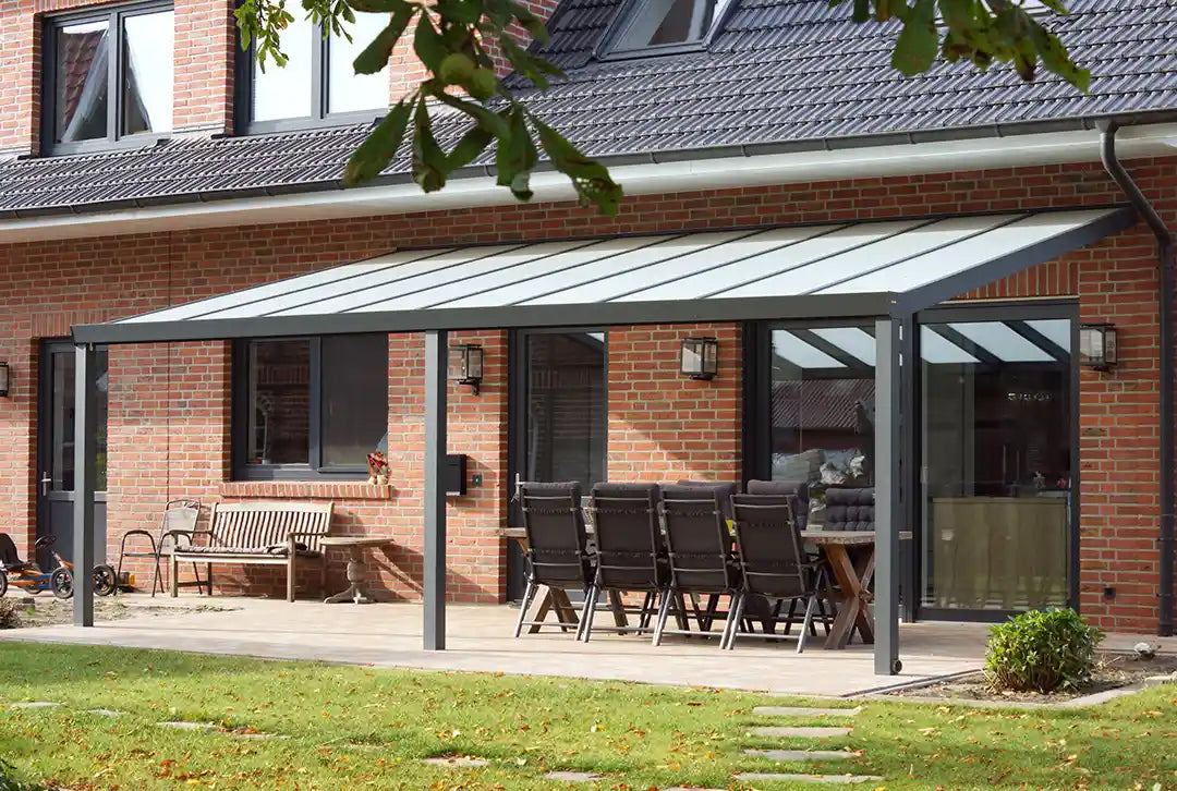 Terrasoverkapping 4x3,5m aluminium wandmodel, topverkoper