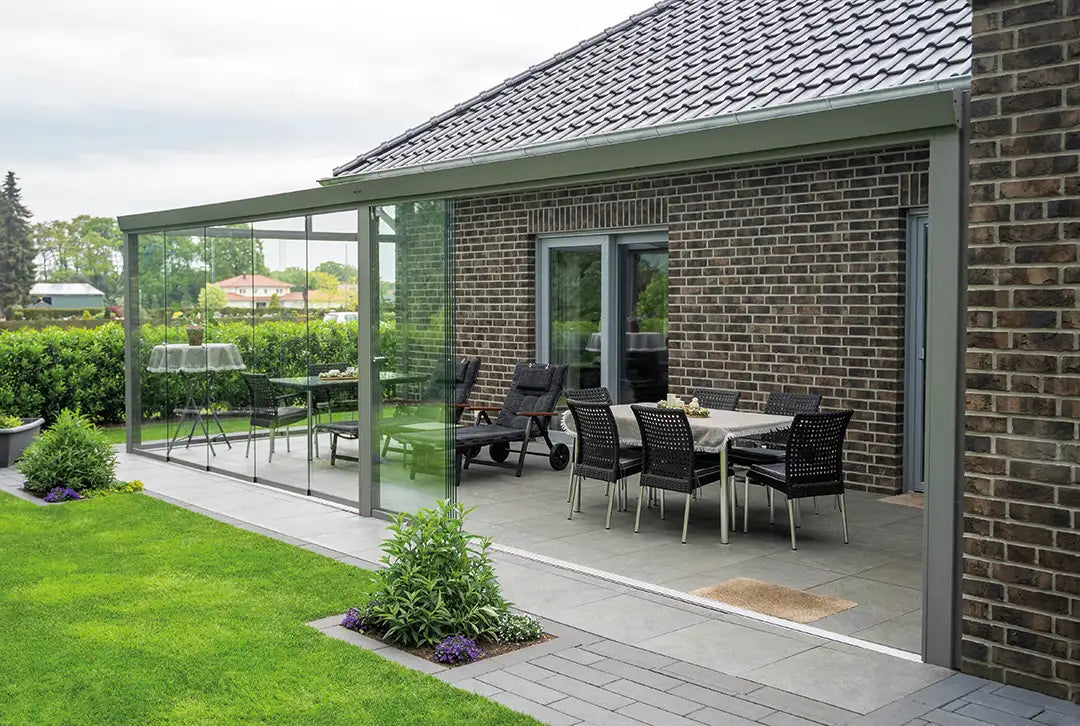 Terrasoverkapping aluminium 800x300cm dubbel web grijs