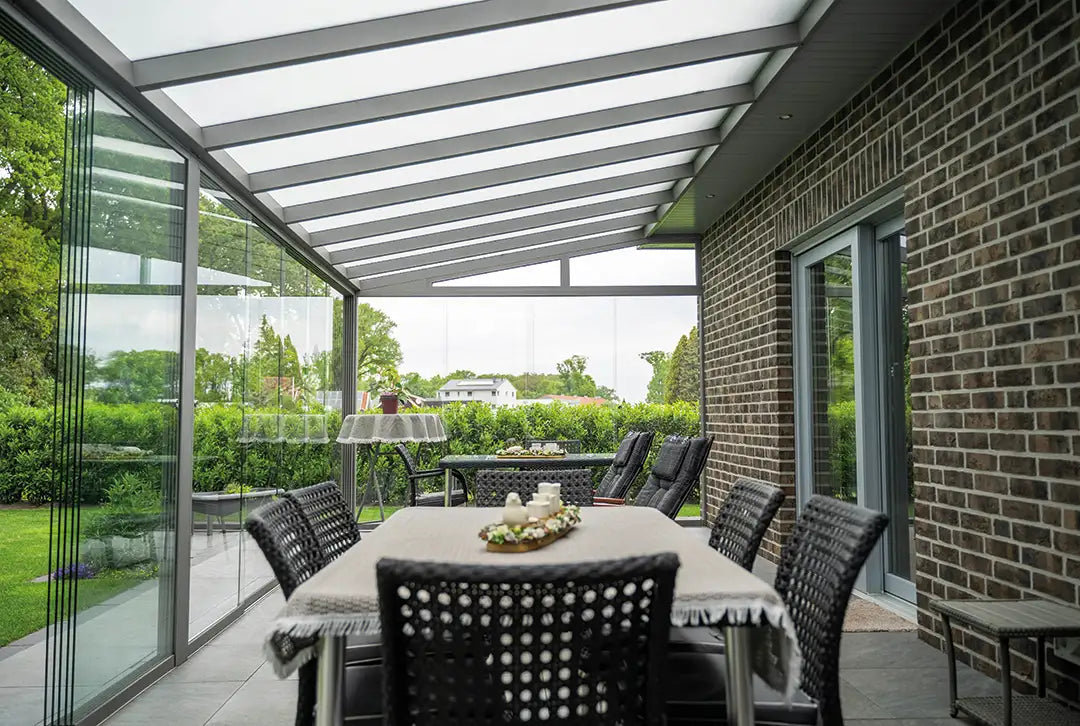 Terrasoverkapping aluminium 800x300cm dubbel web grijs