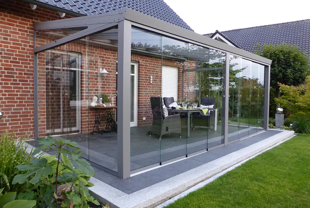 Terrasoverkapping aluminium 800x300cm dubbel web grijs