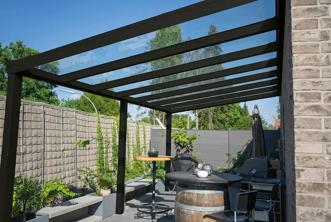 Terrasoverkapping aluminium 600x500cm dubbel web zwart