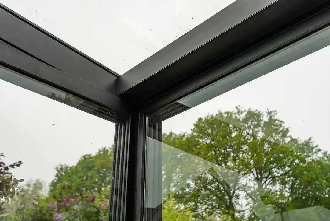 Terrasoverkapping aluminium 600x500cm dubbel web zwart