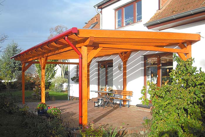 Terrasoverkapping van verlijmd hout, vrijstaand