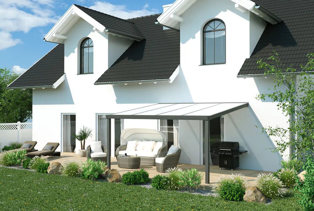 Terrassenüberdachung Aluminium 400x250cm Doppelsteg weiß – Ansicht 2
