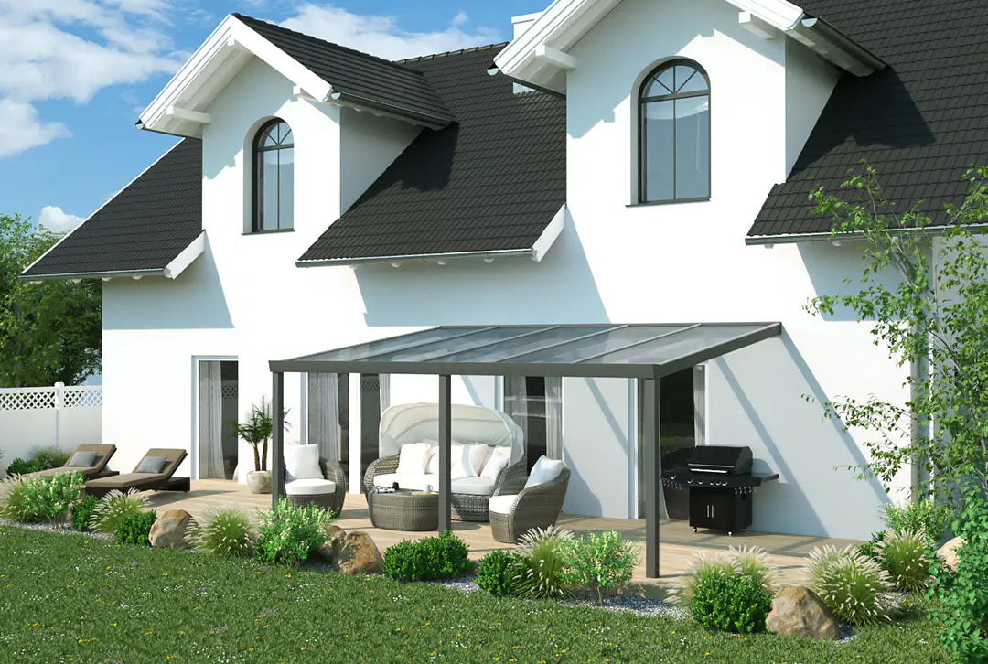 Terrassenüberdachung Aluminium 500x500cm Doppelsteg schwarz