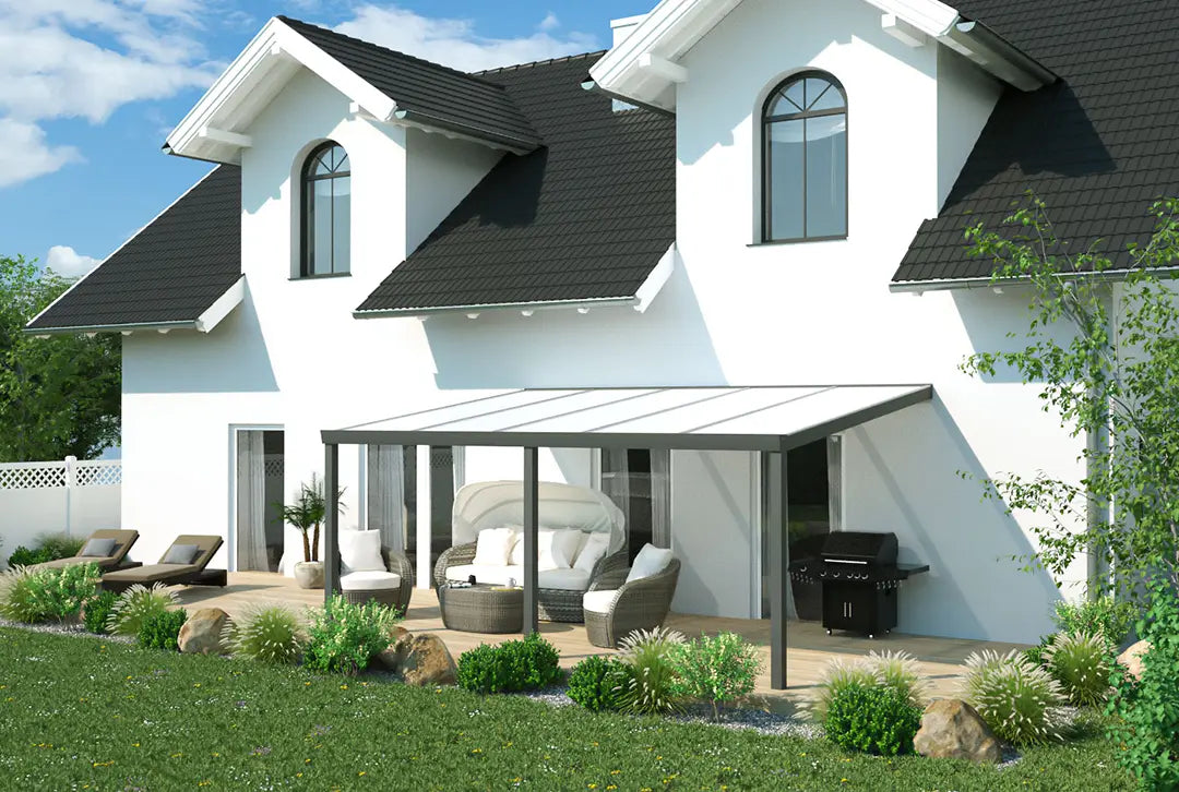 Terrassenüberdachung Aluminium 500x500cm Doppelsteg schwarz
