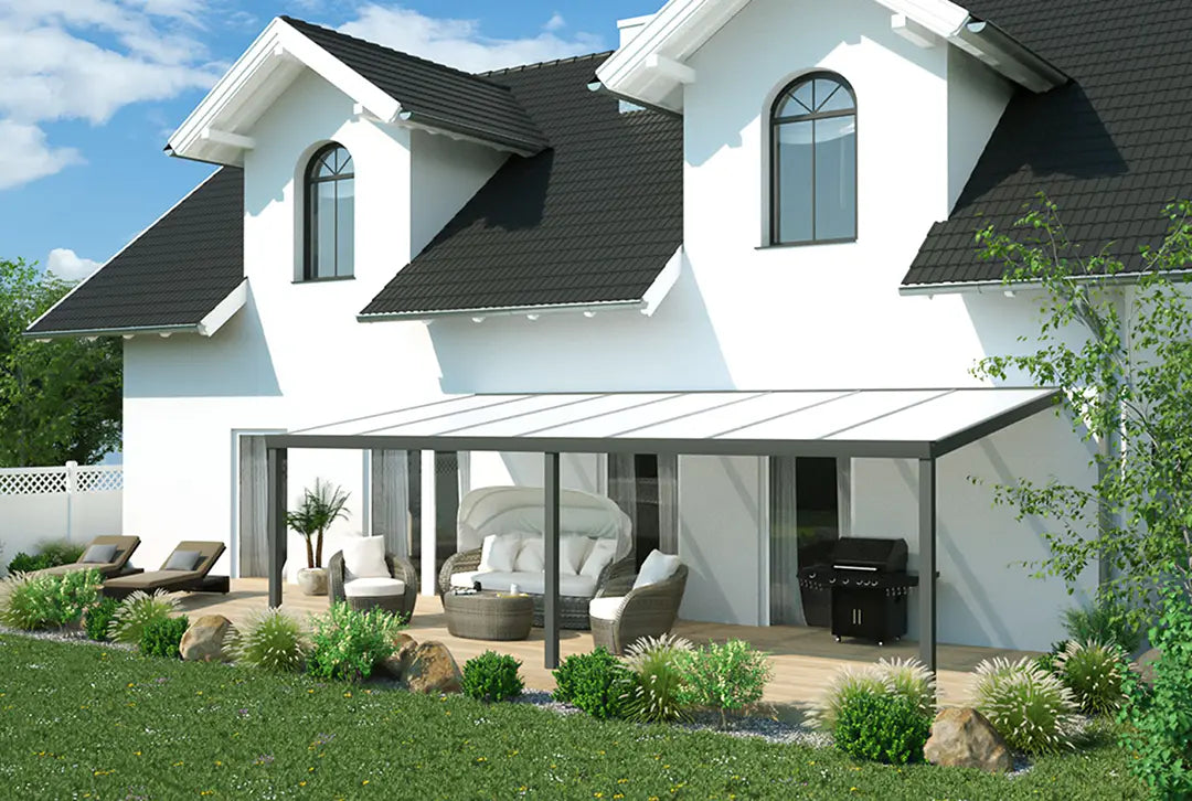 Terrasoverkapping aluminium 700x400cm dubbel web zwart