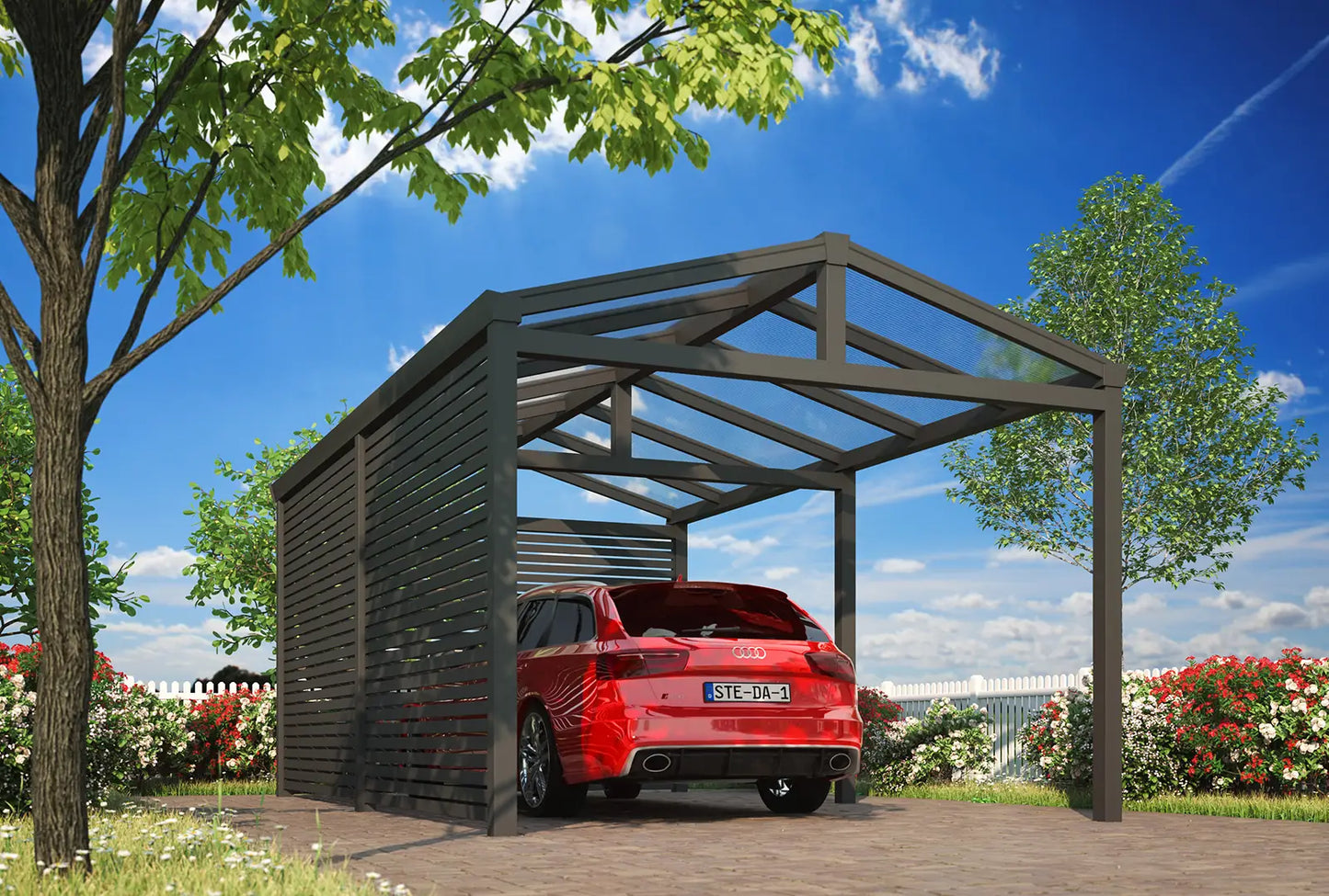 Satteldachcarport 368x900cm (BxT) freistehend