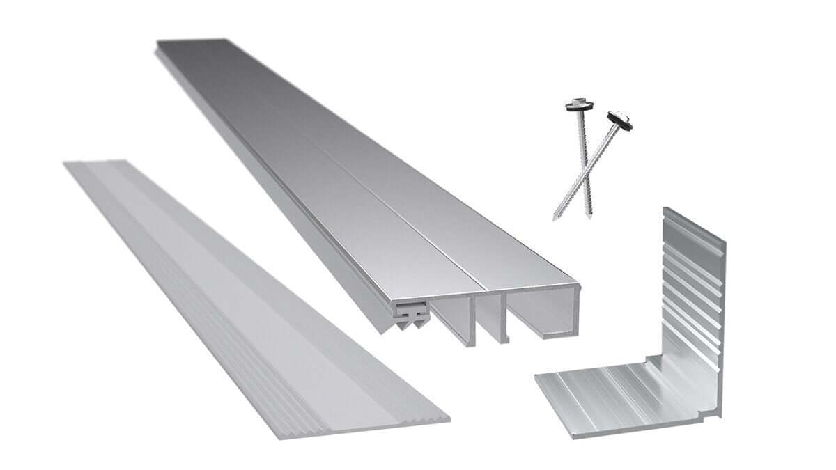Aluminium randprofiel complete set voor LSG 8-12 mm geanodiseerd