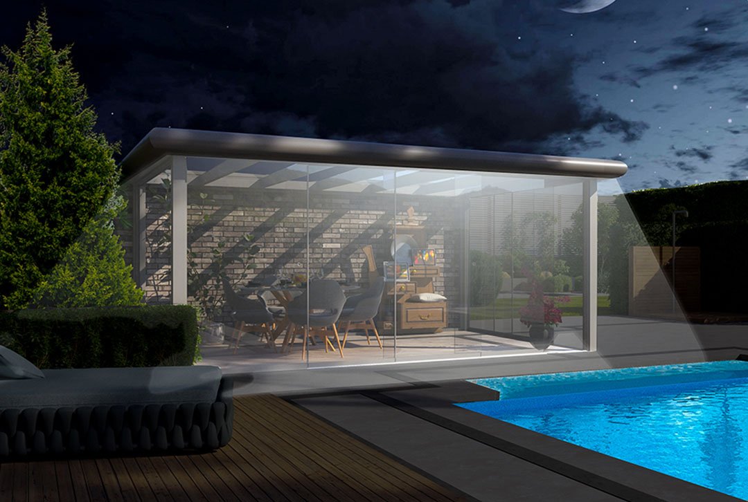 Terrasoverkapping plat dak 5x3m vrijstaand