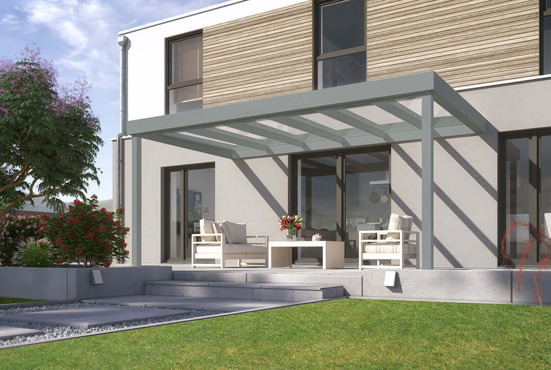 Terrasoverkapping plat dak 3x3m muuruitbreiding