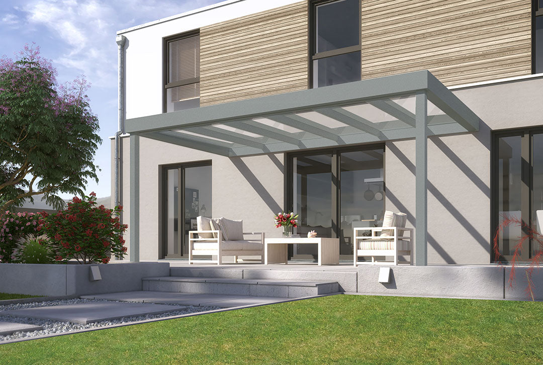 Terrasoverkapping plat dak 5x2,5m muuruitbreiding