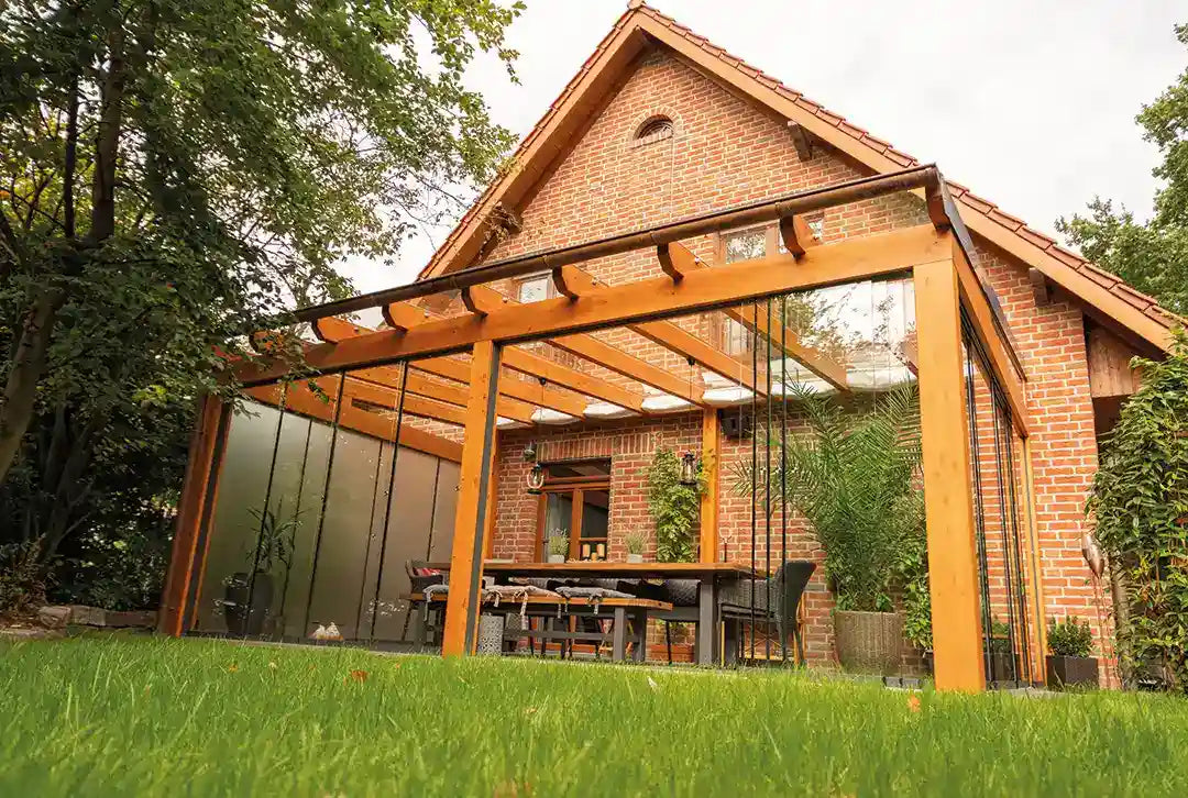 Terrasoverkapping van verlijmd hout, vrijstaand