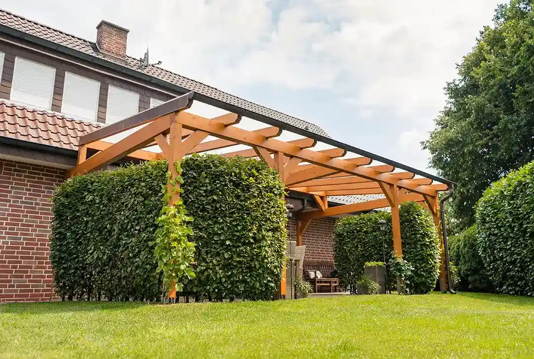 Terrasoverkapping van verlijmd hout, vrijstaand