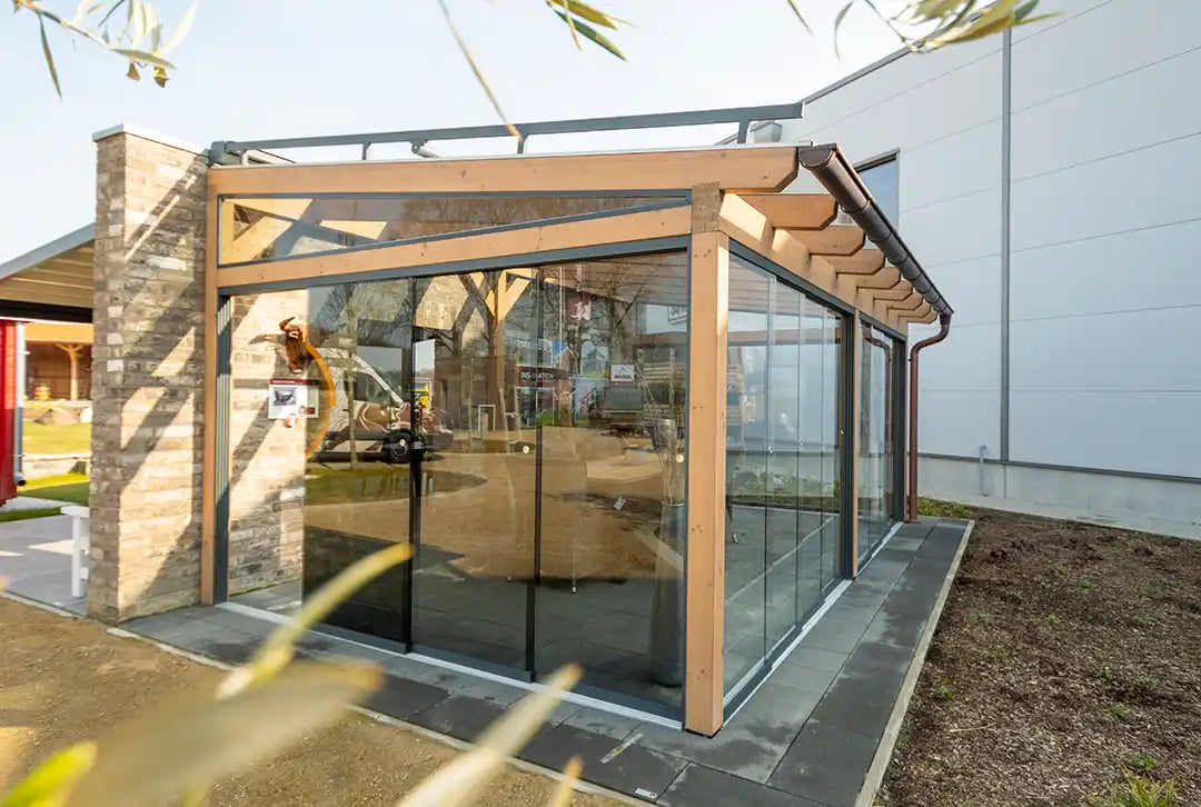 Terrasoverkapping van verlijmd hout, vrijstaand