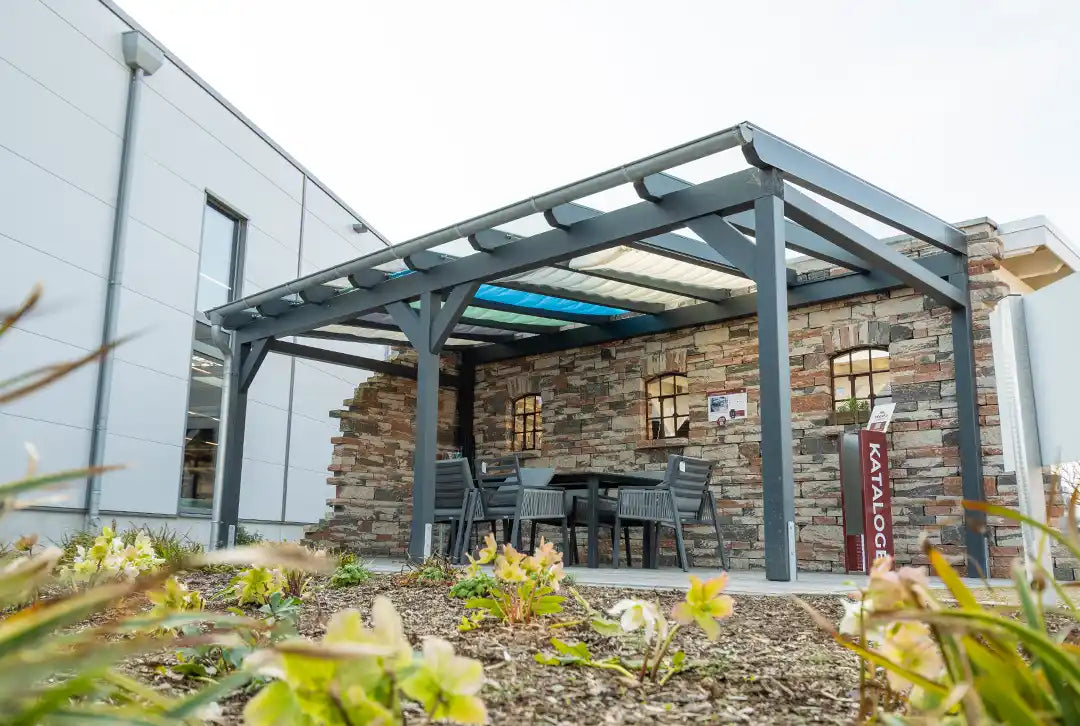 Terrasoverkapping van verlijmd hout, vrijstaand