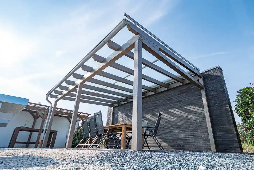 Terrasoverkapping van verlijmd hout, vrijstaand