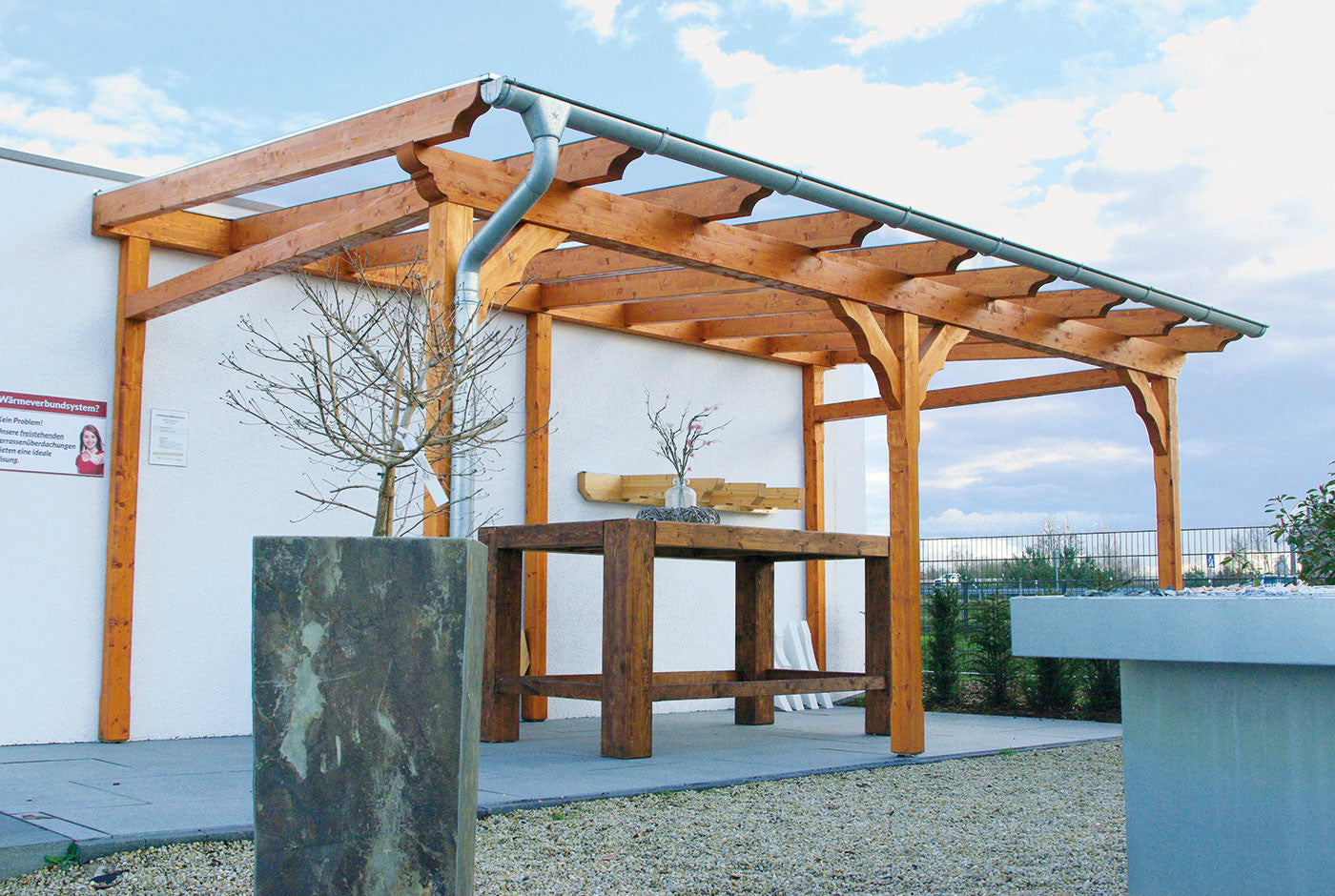 Terrasoverkapping van verlijmd hout, vrijstaand