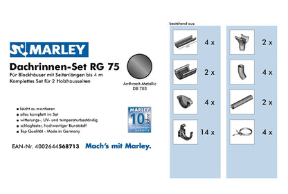 Marley dakgotenset 4m antraciet metallic voor tuinhuizen