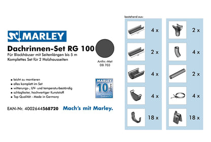 Marley dakgotenset 5m antraciet metallic voor tuinhuizen