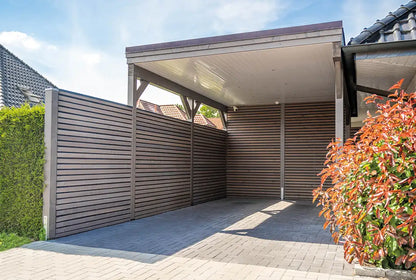 Carport met plat dak van hout 300x900cm met zijwand