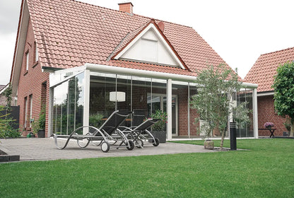 Aluminium terrasoverkapping 600x500cm met gelaagd veiligheidsglas