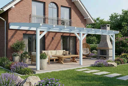 Terrassenüberdachung Holz 800x450cm Doppelsteg weiß – steda