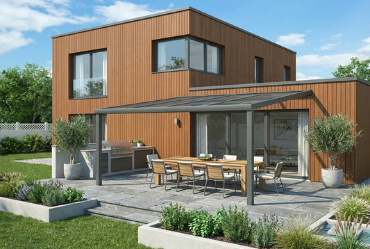 Terrasoverkapping 5x4m aluminium wandbevestiging, topverkoper