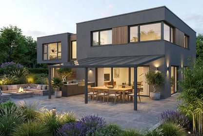 Terrassenüberdachung Aluminium 600x250cm VSG grau – steda
