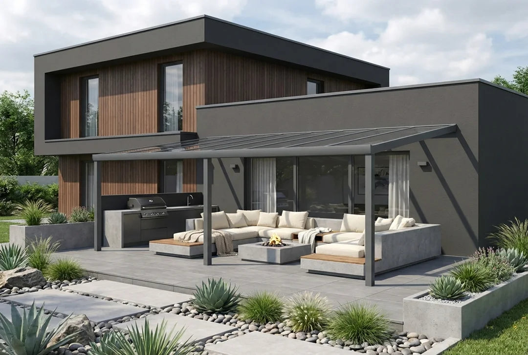 Terrasoverkapping aluminium 600x250cm VSG antraciet