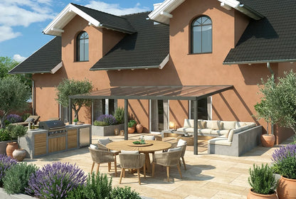 Terrassenüberdachung Aluminium 600x250cm VSG weiß – steda