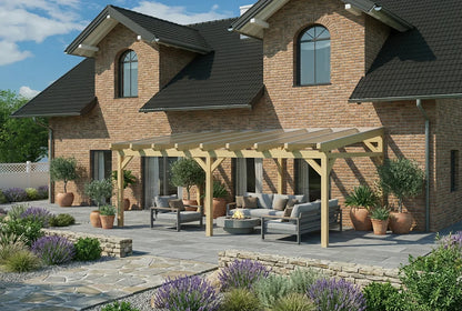 Terrasoverkapping hout 600x250cm VSG naturel
