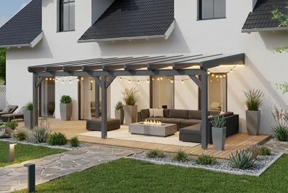 Terrasoverkapping hout 700x350cm dubbel web antraciet