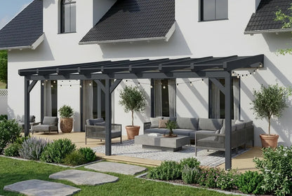 Terrasoverkapping hout 800x500cm dubbel web antraciet