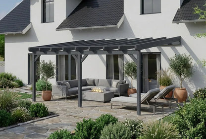 Terrasoverkapping hout 800x350cm dubbel web antraciet